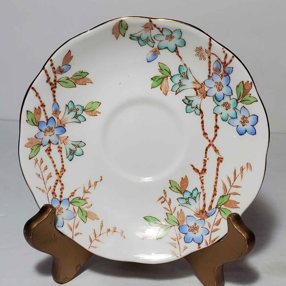 Roslyn Teacup and Saucer Blue Picta Flowers Vintage - Picture 9 of 10